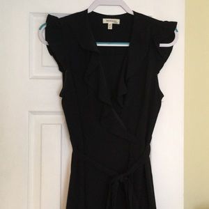 Black wrap ruffle dress